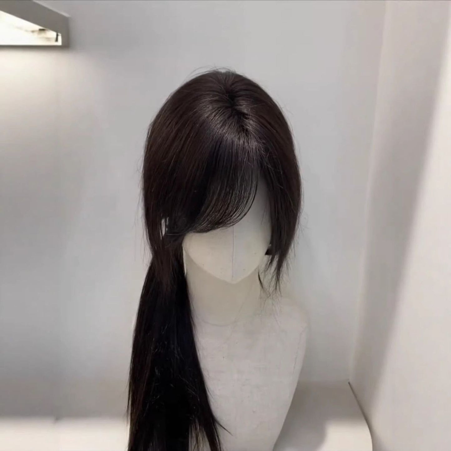 Net Female Style Romantic Side Bangs Long Straight Wig