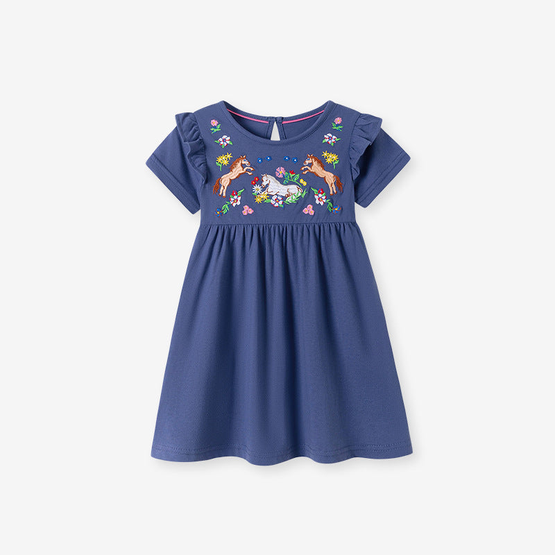 Children's Summer Embroidered Skirt Cute Short Sleeve Children's Dress