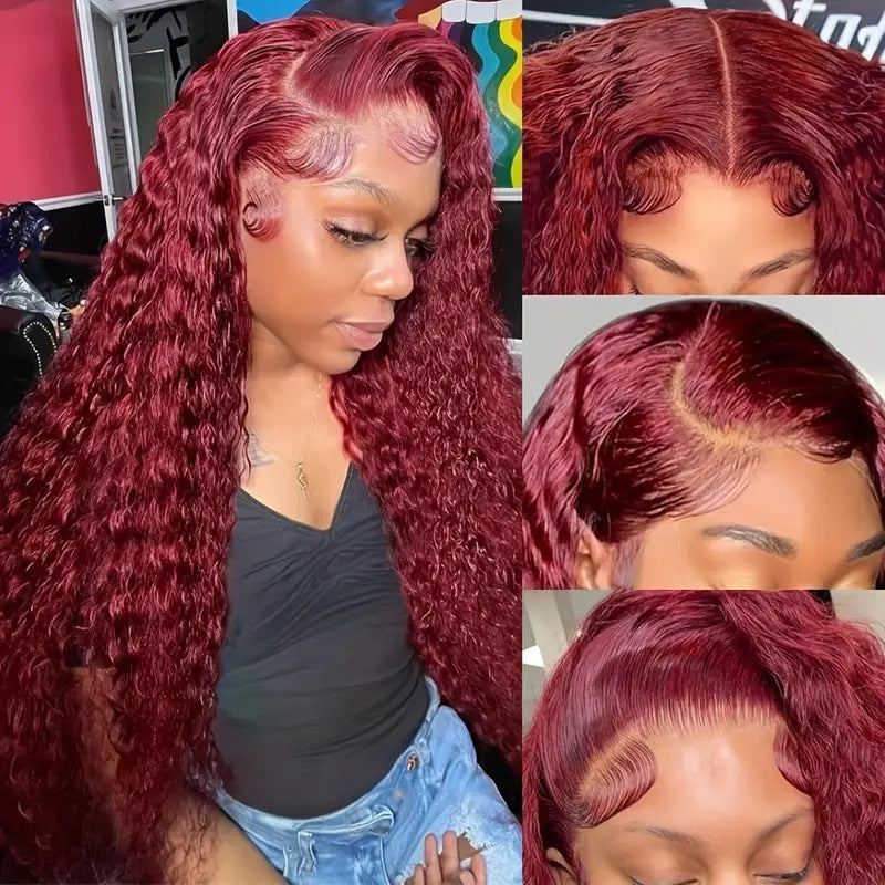 Red Front Lace Small Volume Wound Wig Long Curls