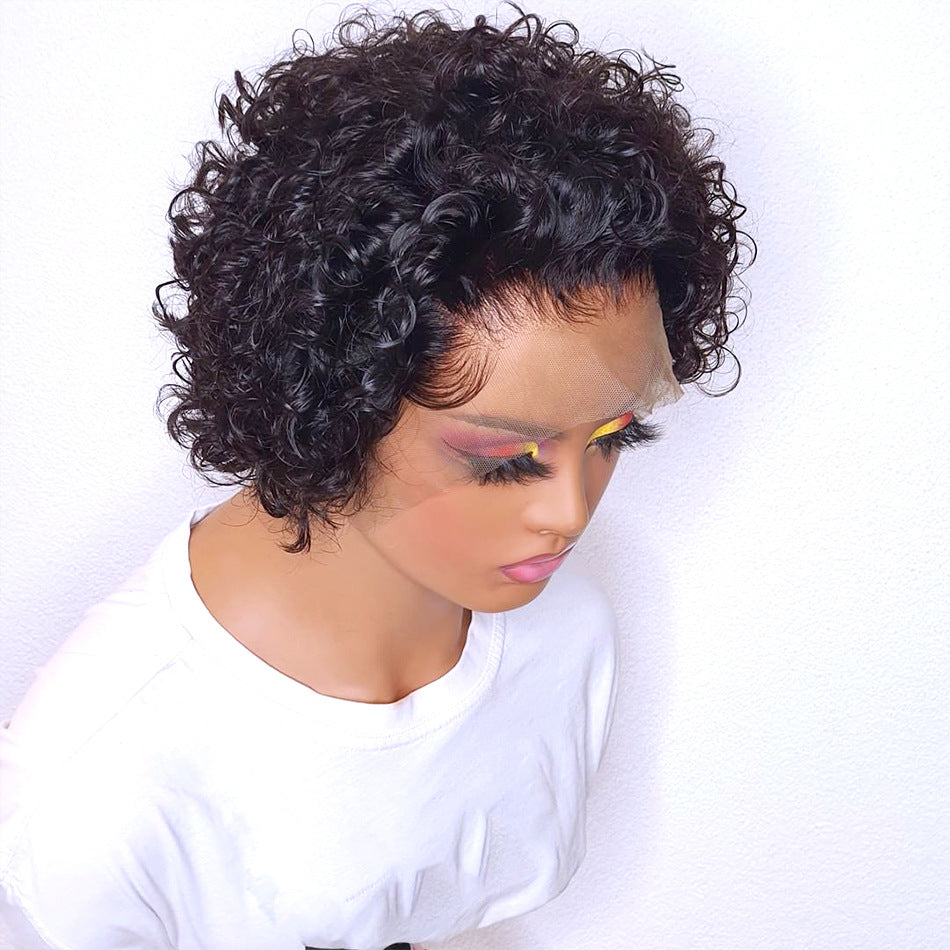 Short Elf Headgear Human Former Lace Head Real Hair Wig