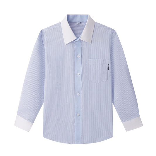 Children's Primary Secondary School Uniform Long-sleeved Cotton British College Style Blue Children's Shirt