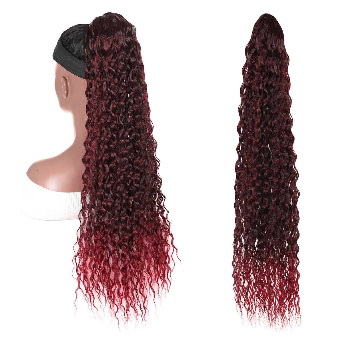 Drawstring Length Instant Noodle Curls Simulation Matte Wig Ponytail
