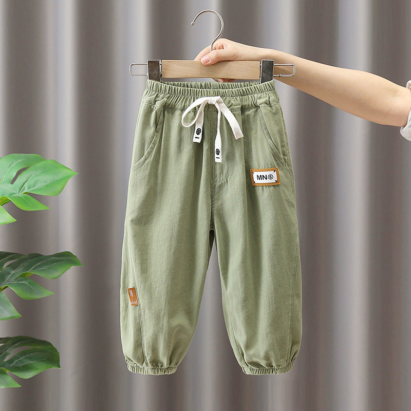 Children's Thin Casual Western Style Cotton Linen Loose Children's Pants