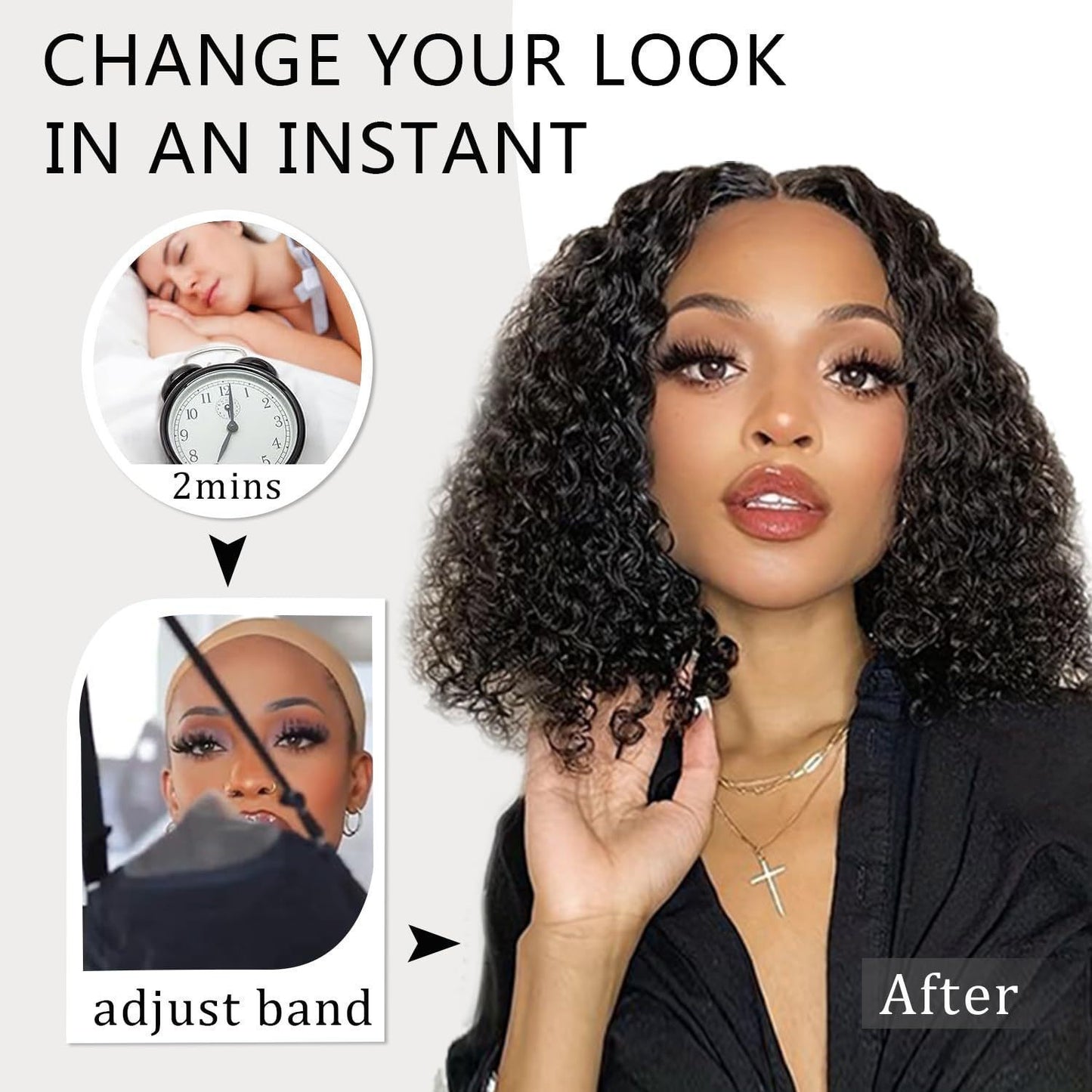 Women's Wigs With Small Medium Black Chemical Wig Short Curly Hair