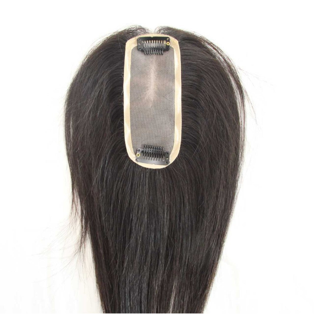 Women's Mesh Breathable Top Hair Supplementing Piece Human Cover Gray Wig