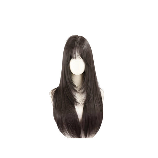 Women's Hair Simulation Full Head Cover Bangs Wig Long Curls