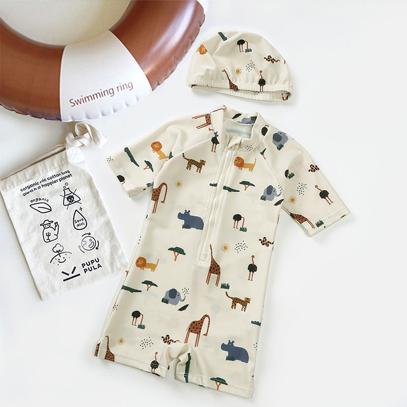 Children's Swimsuit Sunscreen For Boys Seaside Beach One Jumpsuit, Climbing Suit