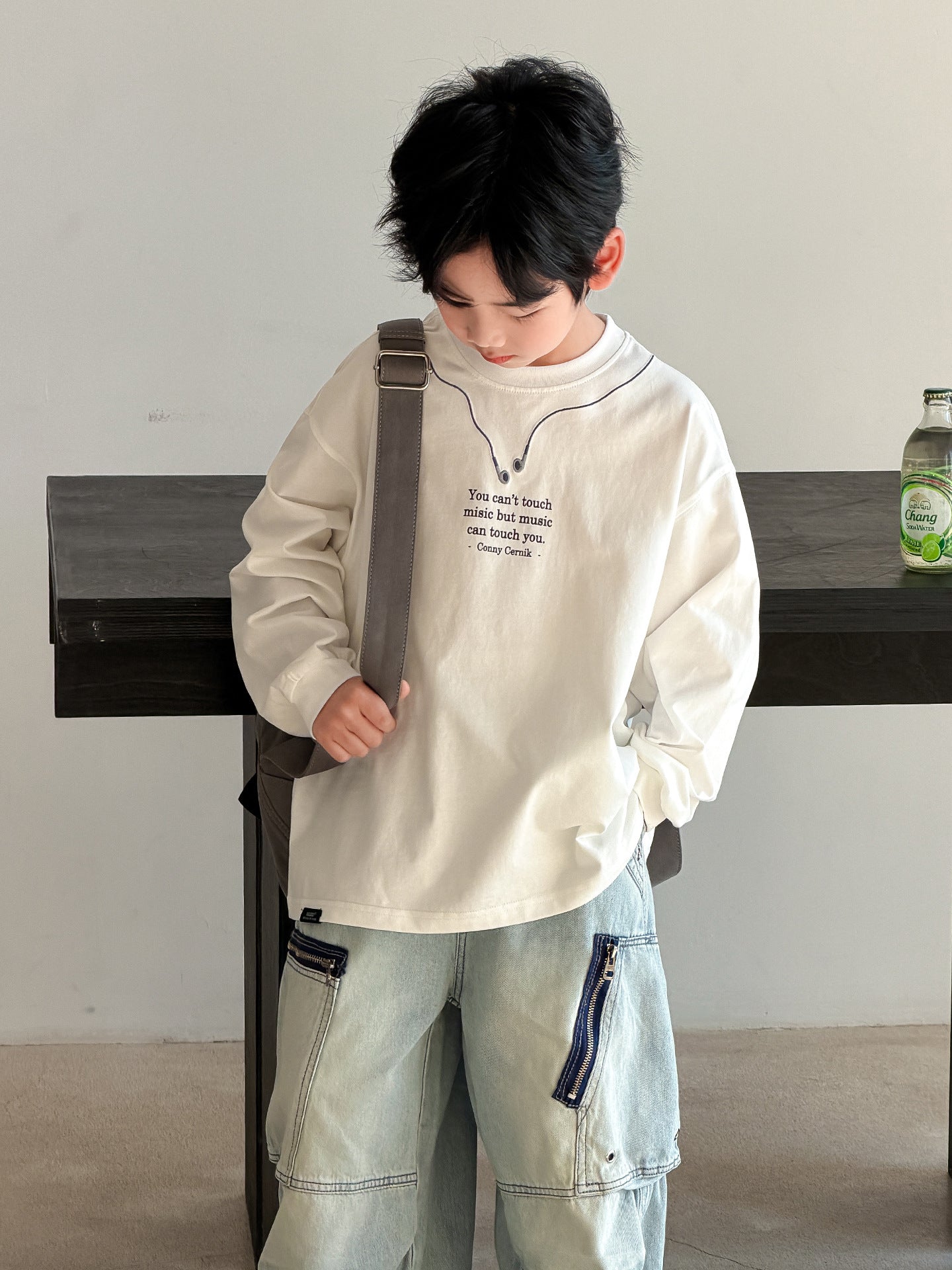 Boy's Long-sleeved Wear Pu Handsome Bottoming Top Boys Spring Children's T-shirt