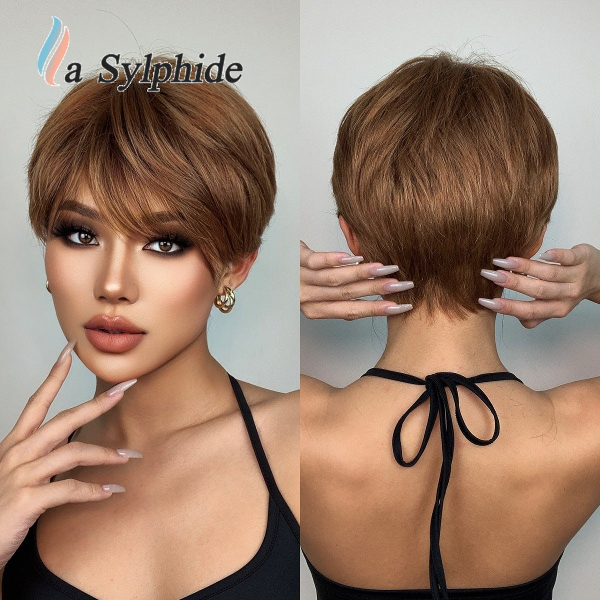 Female Rose Net Mechanism High Temperature Resistance Wig Short Straight Hair