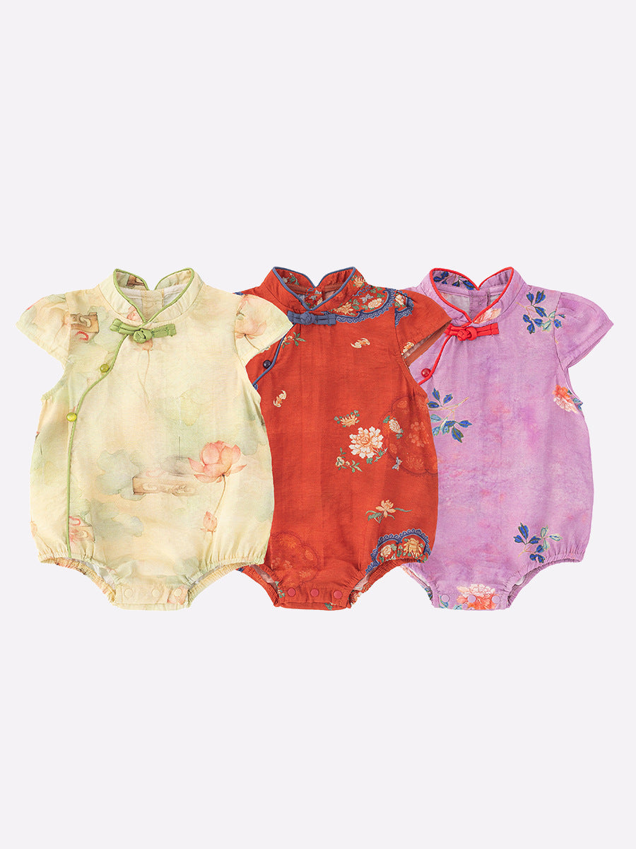 Cheongsam Jumpsuit Chinese Style Knot Button Bag Fart Clothes Triangle Jumpsuit, Climbing Suit