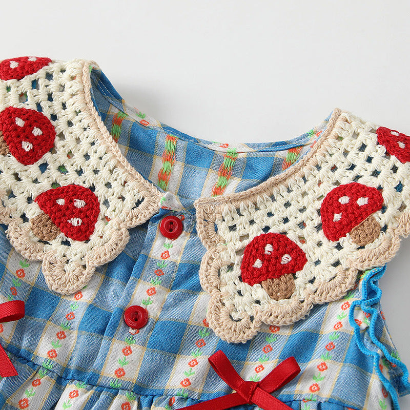 Infant Lapel Flounced Sleeve Bow Lace Collar Jumpsuit Jumpsuit, Climbing Suit