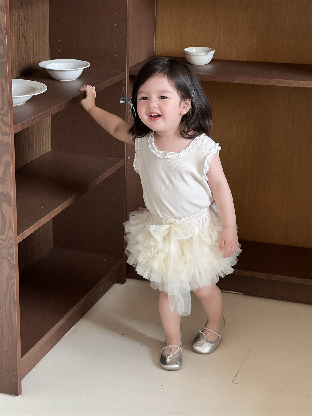 Children's Thin Skirt Clothing Korean Style Lace T-shirt Children's Suit