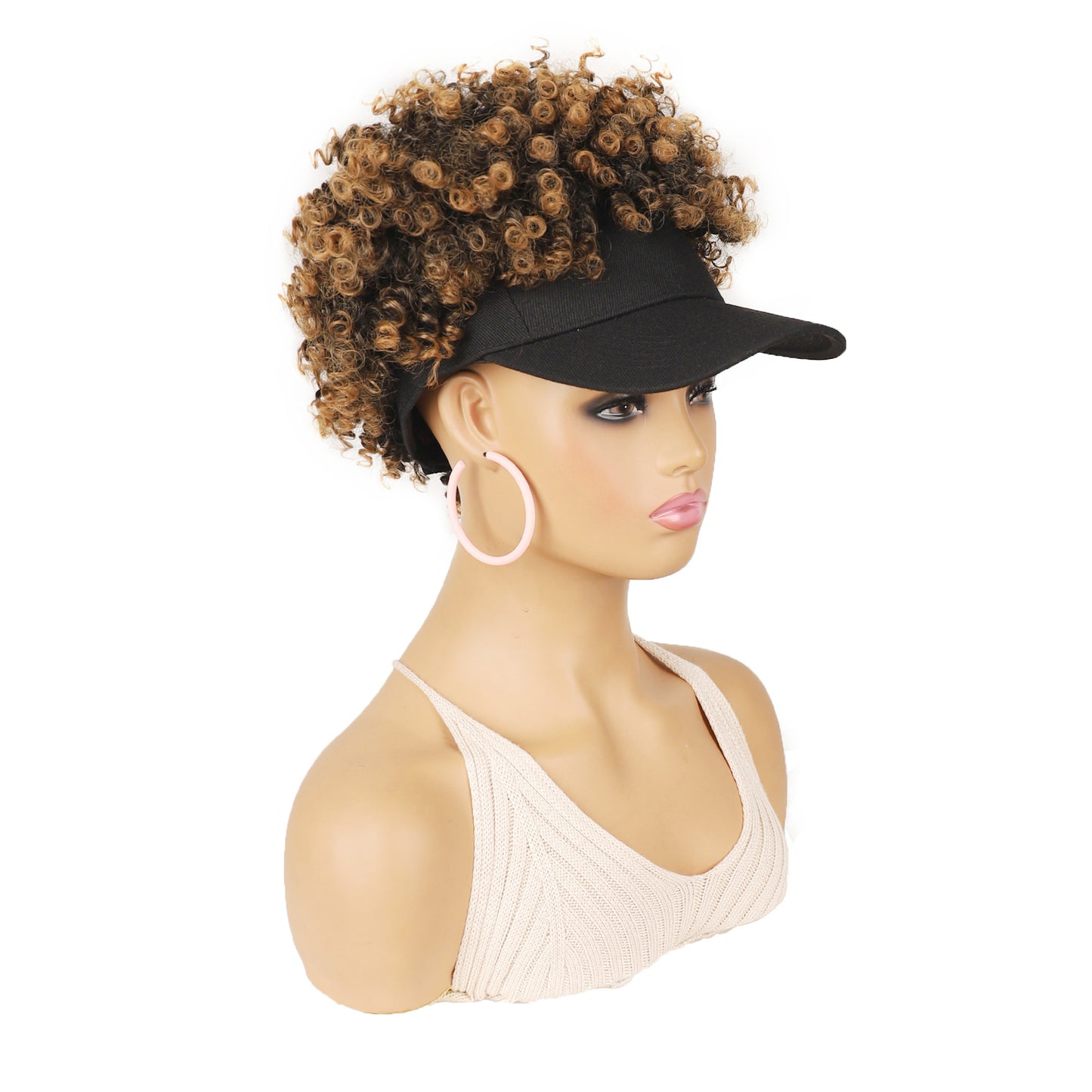 Women's Hat Small Roll Head Cover Screw Spring Wig Short Curly Hair