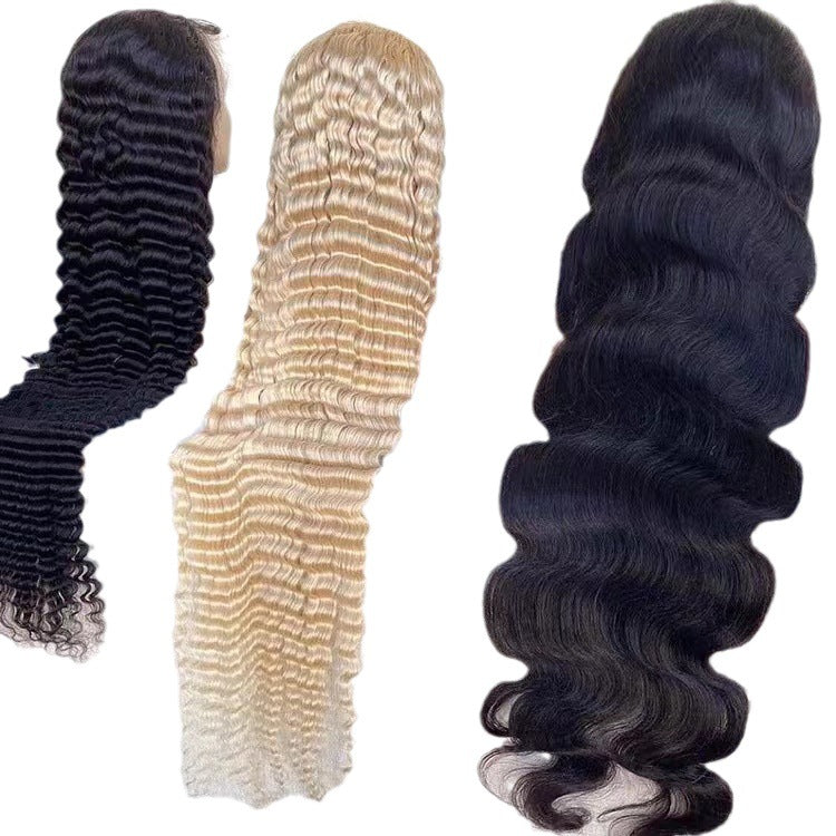 Women's African Small Curly Hair Front Lace Wig Long Curls