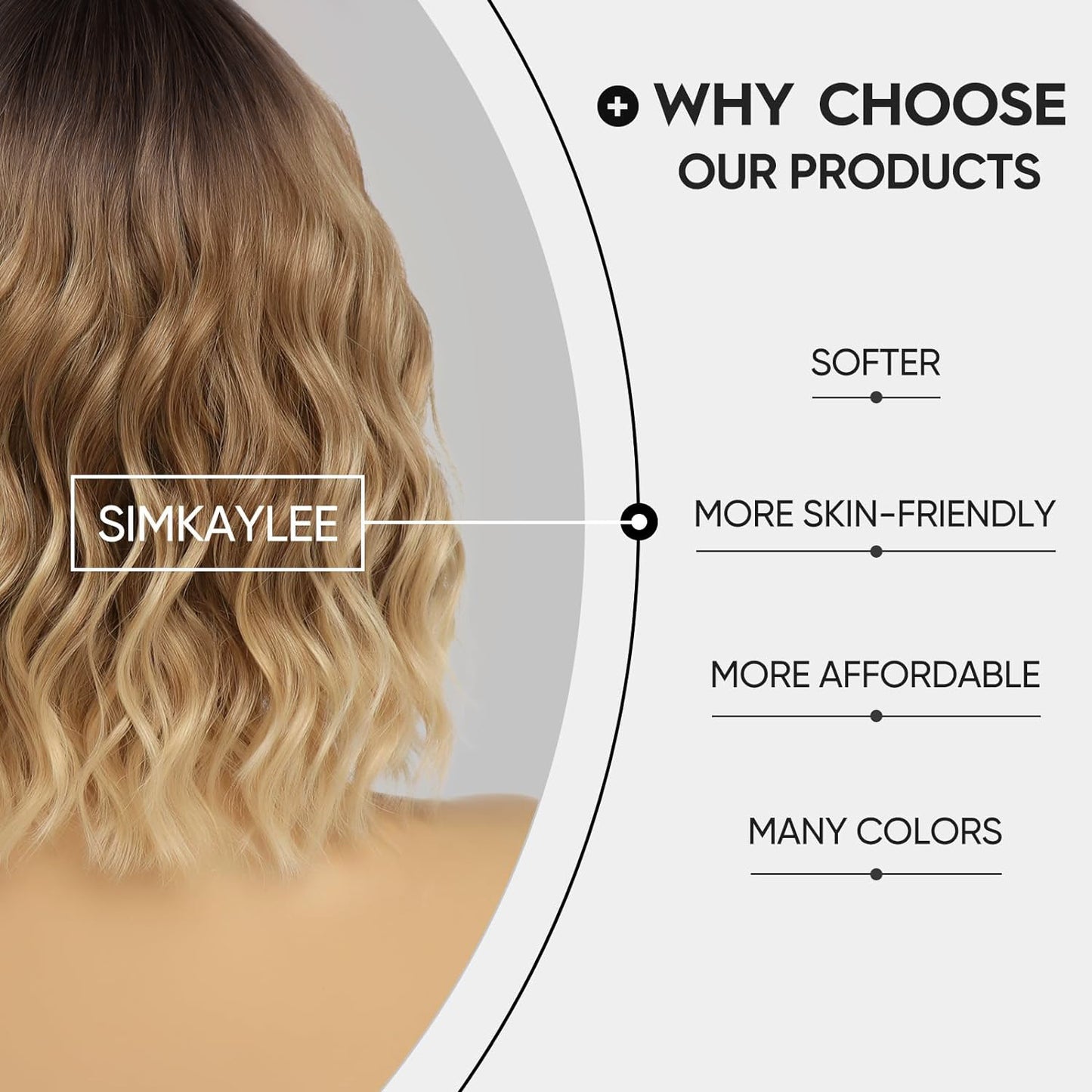 Women's Front Lace Dyed Water Ripple Synthetic Wig Short Curly Hair
