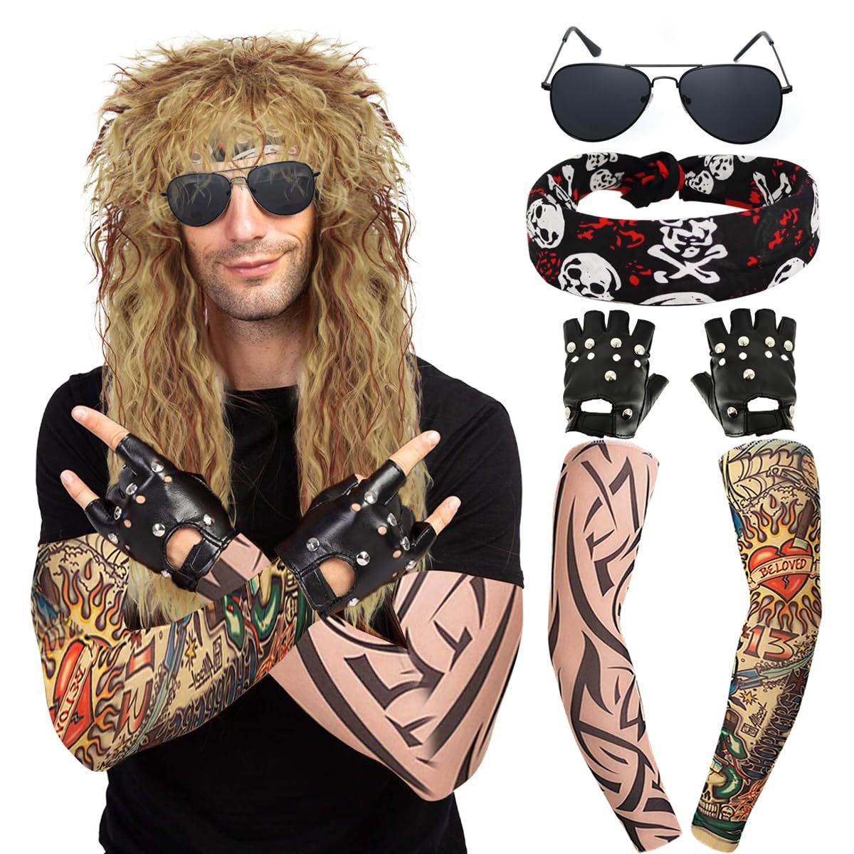 Women's & Men's Sun Protection Rocker Punk Rock Hip Wig Long Curls