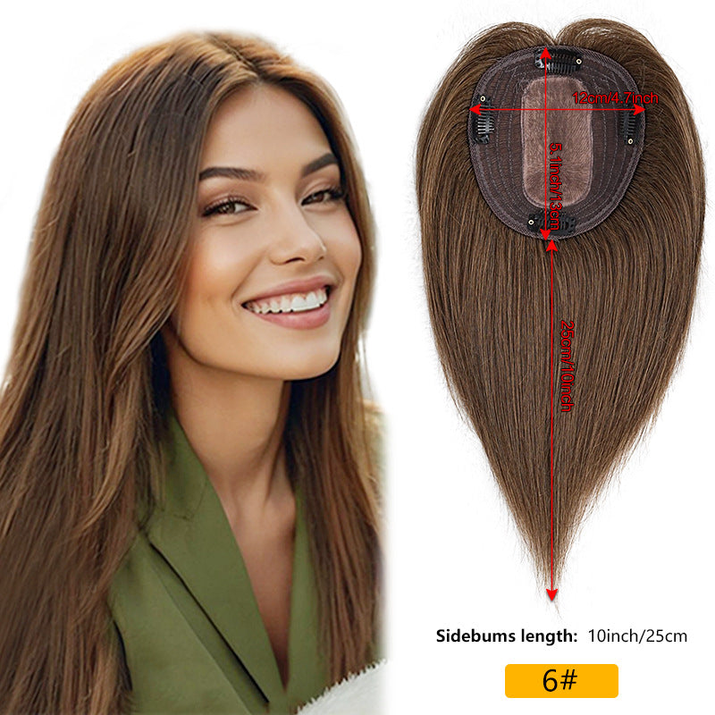 Female Real Hair Head Hairpiece Cover Gray Invisible Wig