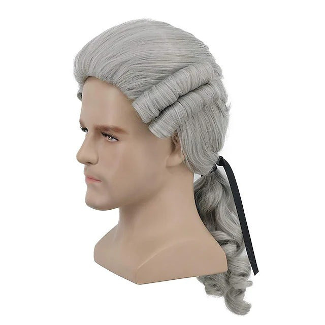 Men's Halloween Festival Christmas Eve Carnival Lawyer Judge Long Cos Wig