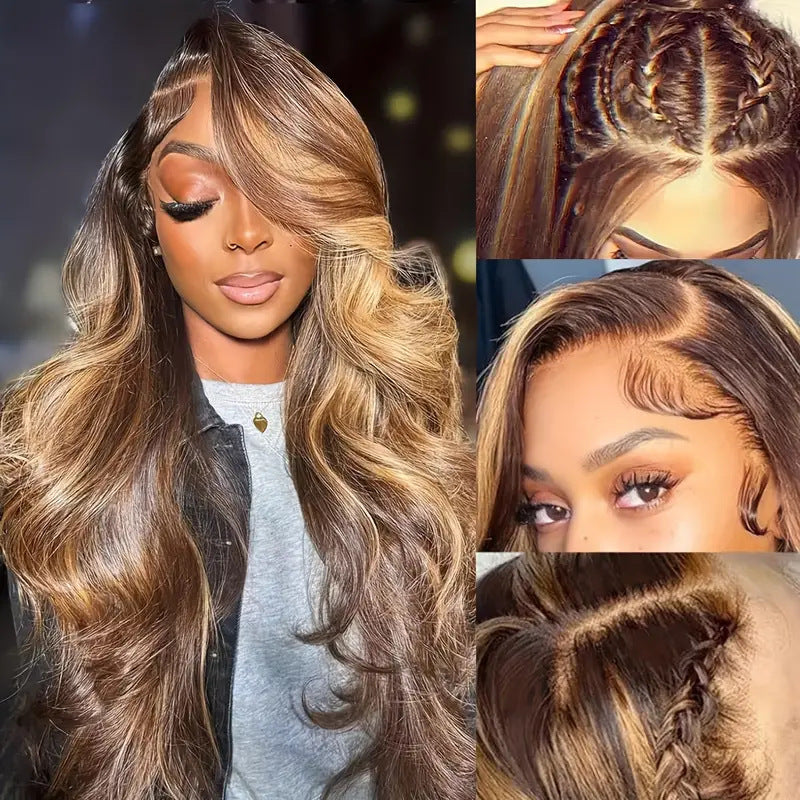 Front Lace Female Highlight Gradient Big Wave Curly Hair Wig Long Curls