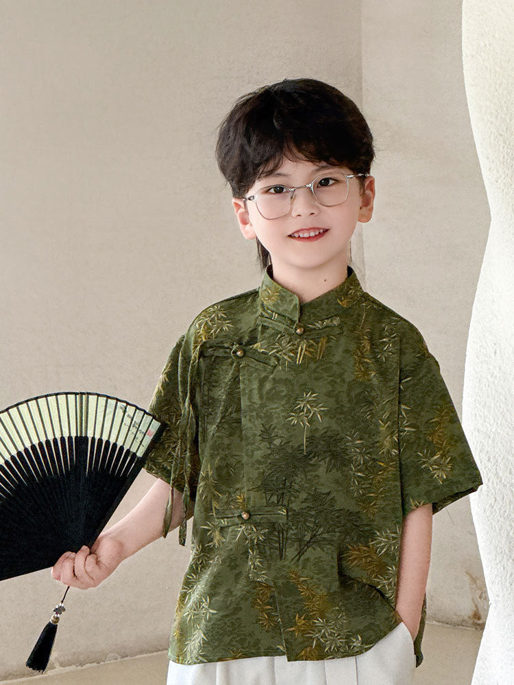 Children's Boys Chinese Short-sleeved National Style Performance Kindergarten Children's Shirt