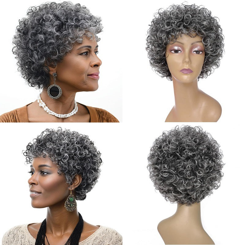 Short No Lace Light Gray Granny Grey Real Hair Wig