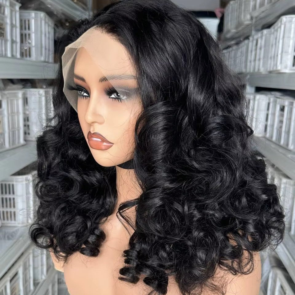 Women's Heat-resistant Synthetic Fiber Small Wave Black Wig Short Curly Hair