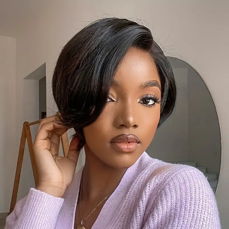 Split Bangs Fashion Front Lace Chemical Wig Short Curly Hair