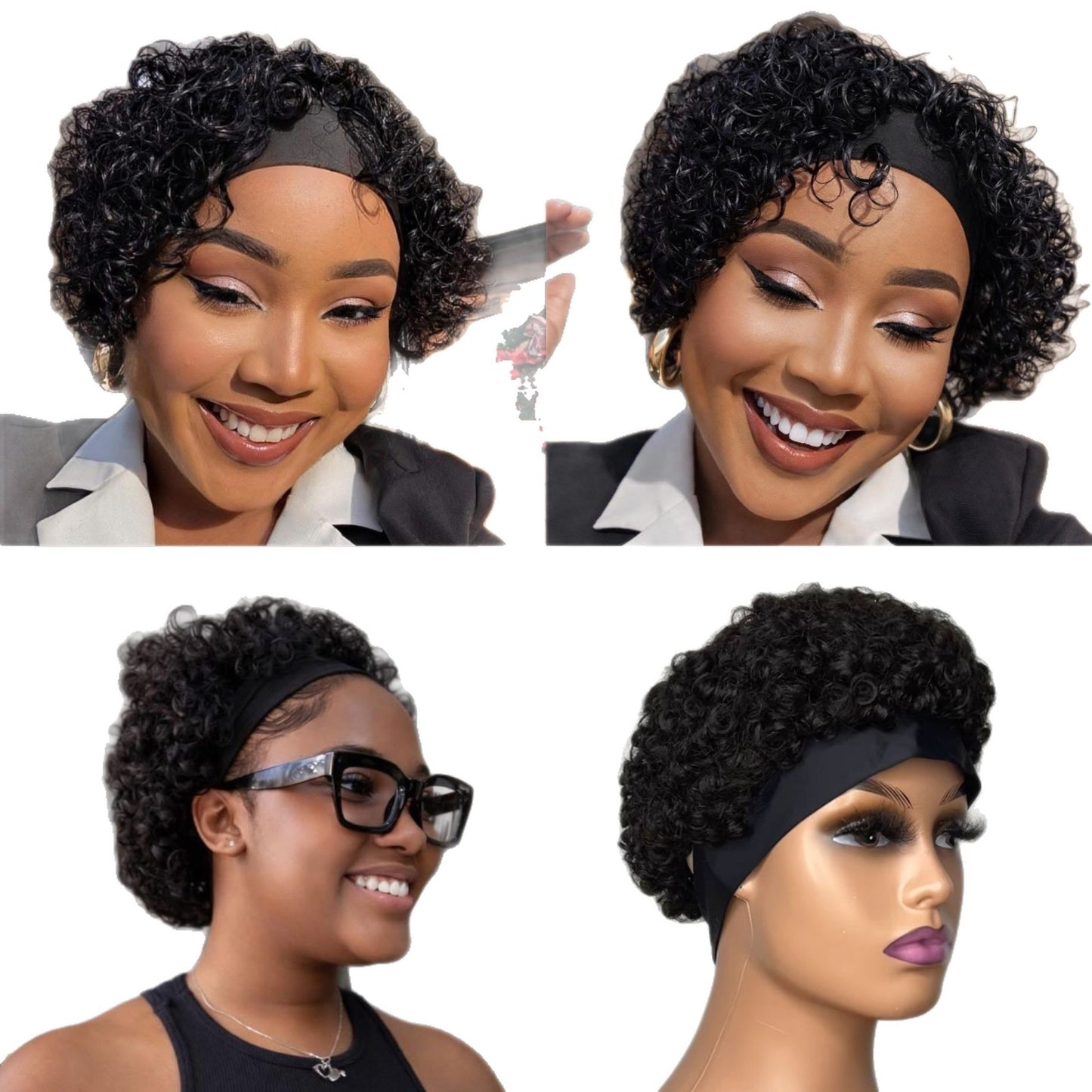 Women's Ice Silk Human Elf Short Lace Real Hair Wig