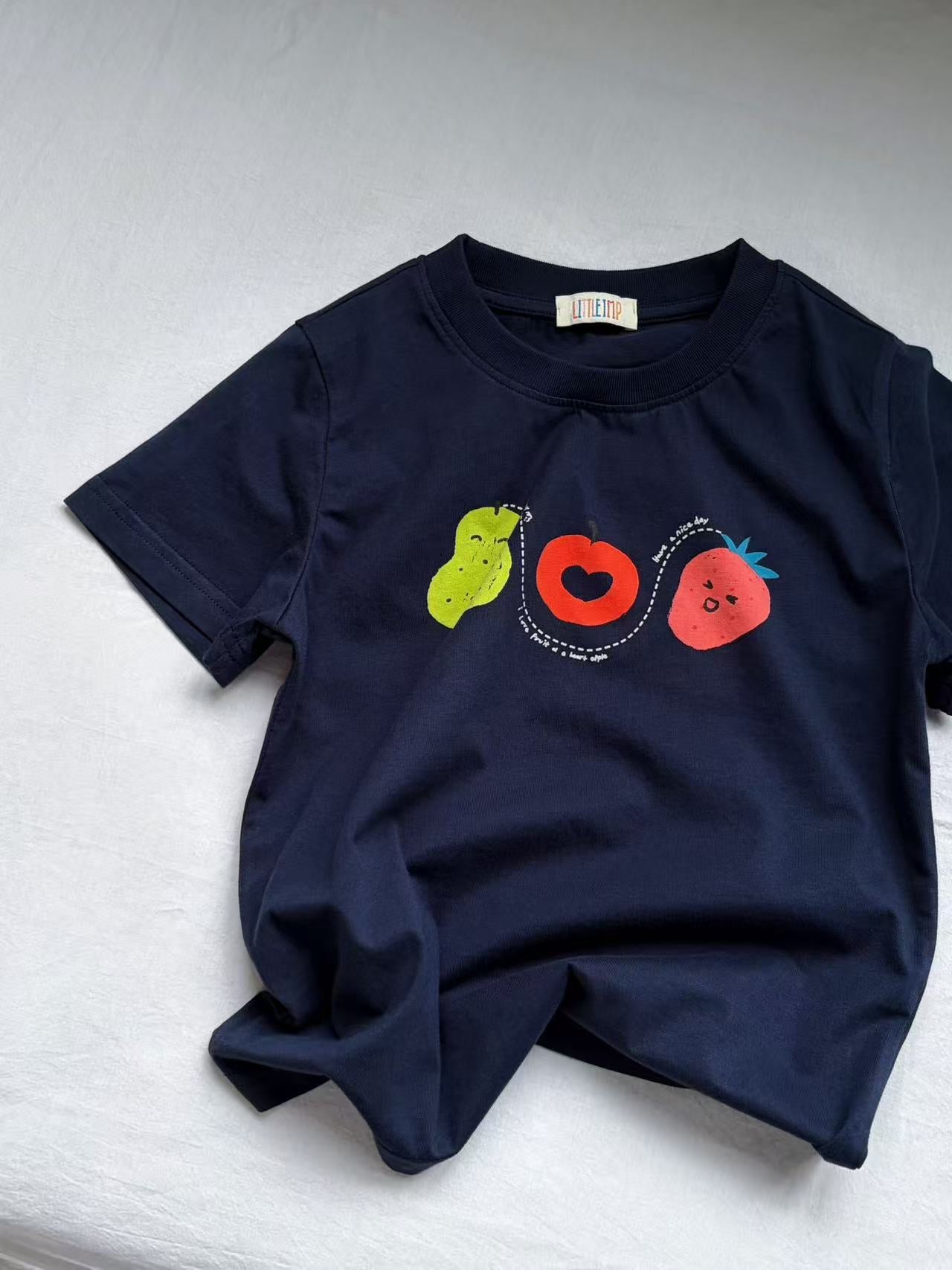 Clothes Pure Cotton Cartoon Printed Antibacterial Round Children's T-shirt