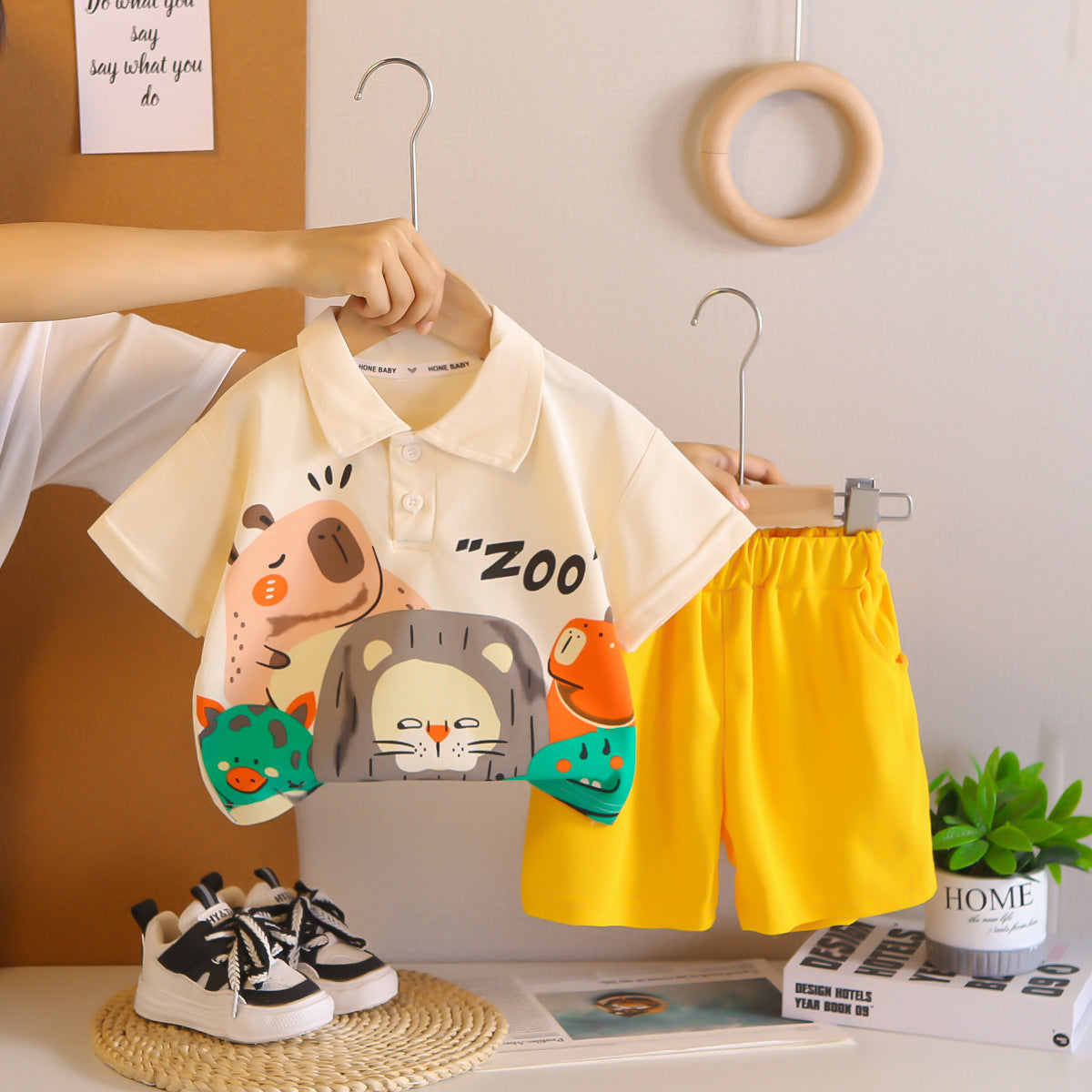 Boys Summer Fashion Clothes Cartoon Short-sleeved Shirt Two-piece Children's Suit