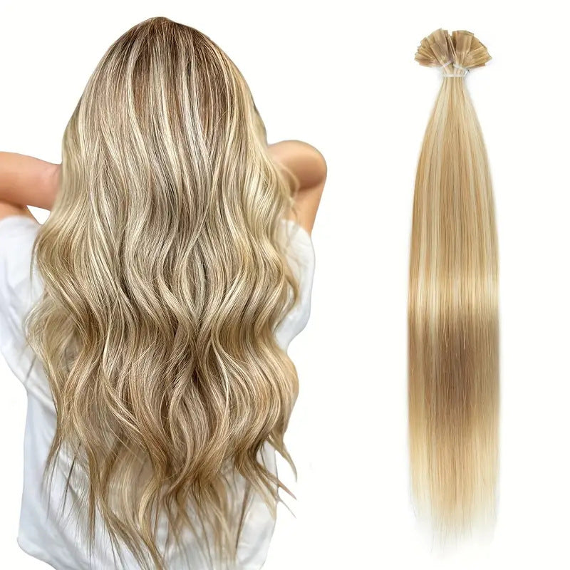 New Human Hair Foaming White Extension Long Straight Wig