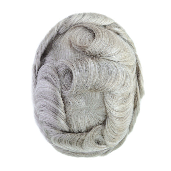 Men's Leather Hand Crochet V Needle Hairpiece Men's Wig