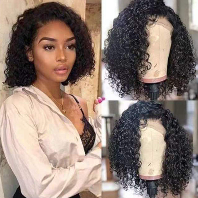 African Black Medium Small Volume Chemical Wig Short Curly Hair