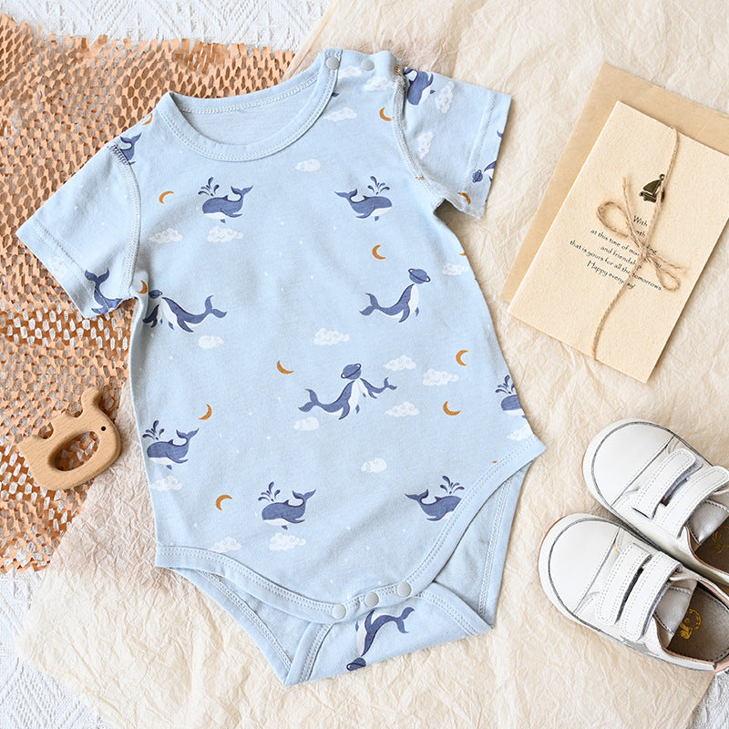 Cotton Summer Short Sleeved Kazakhstan Thin Boneless Romper Born Clothes Jumpsuit, Climbing Suit