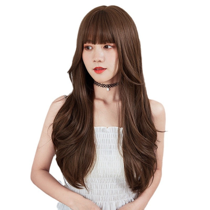 Women's Hair Big Wave Curly Natural Fashion Air Bangs Artificial Face Wig Long Curls