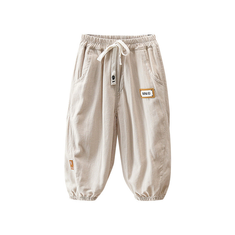 Children's Thin Casual Western Style Cotton Linen Loose Children's Pants