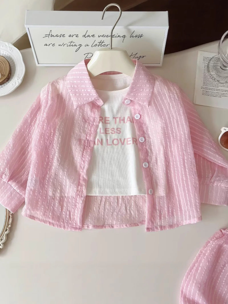 Summer Korean Style Clothing Long Sleeve Children's Suit