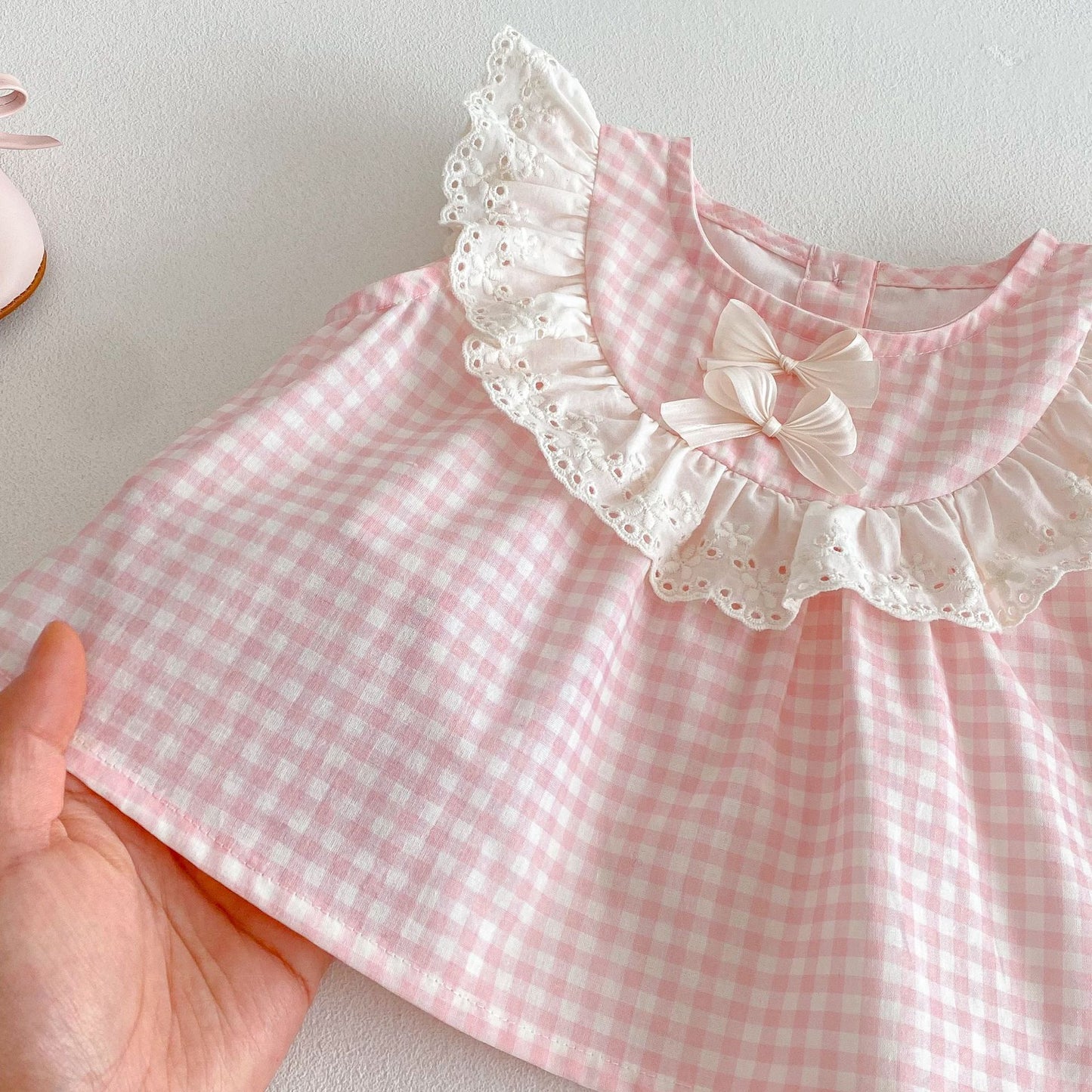 Children's Small Left Right Summer Korean Style Bow Doll Shirt Pants Children's Suit
