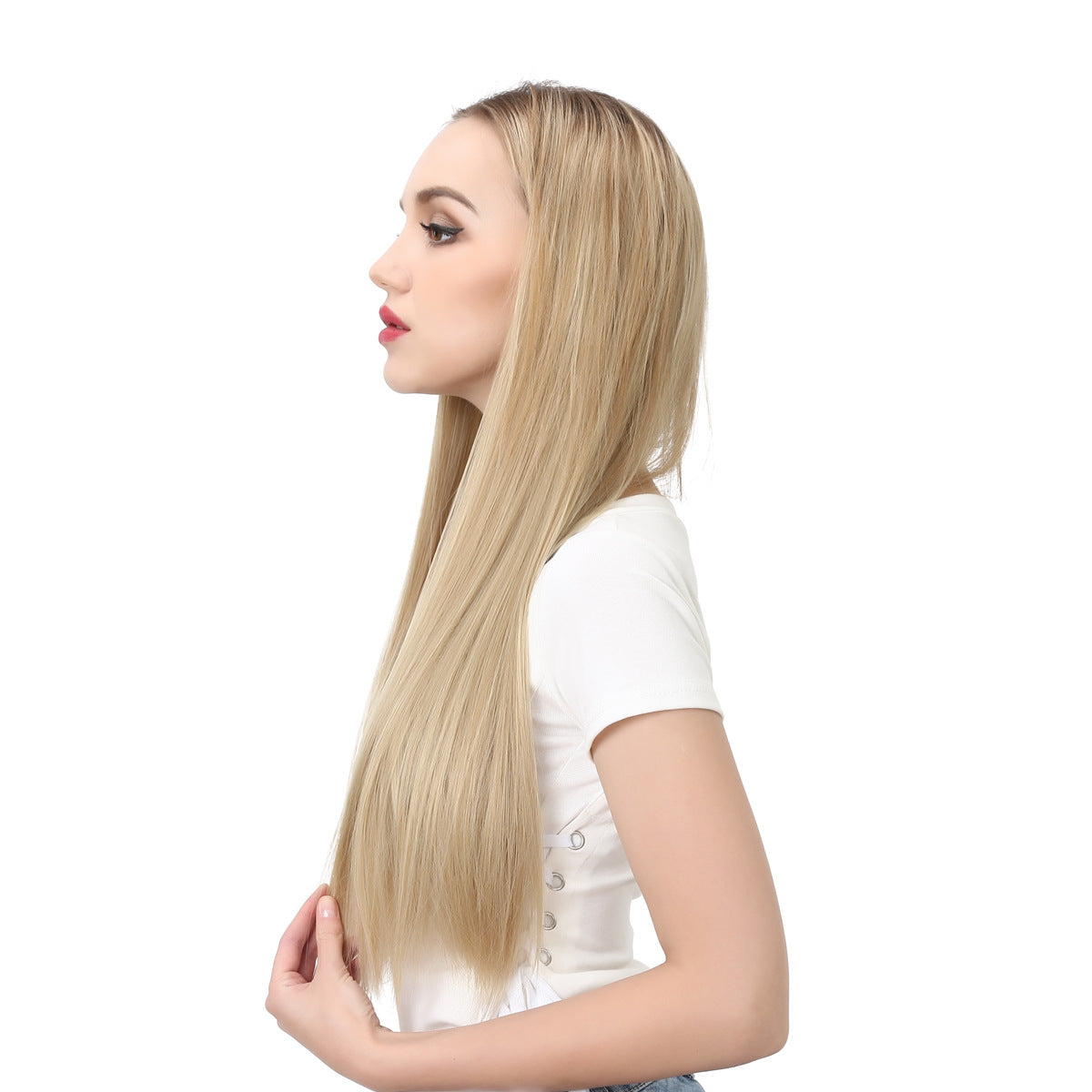 Female Chemical Fiber Simulation U-shaped Half Headgear Seamless Wig
