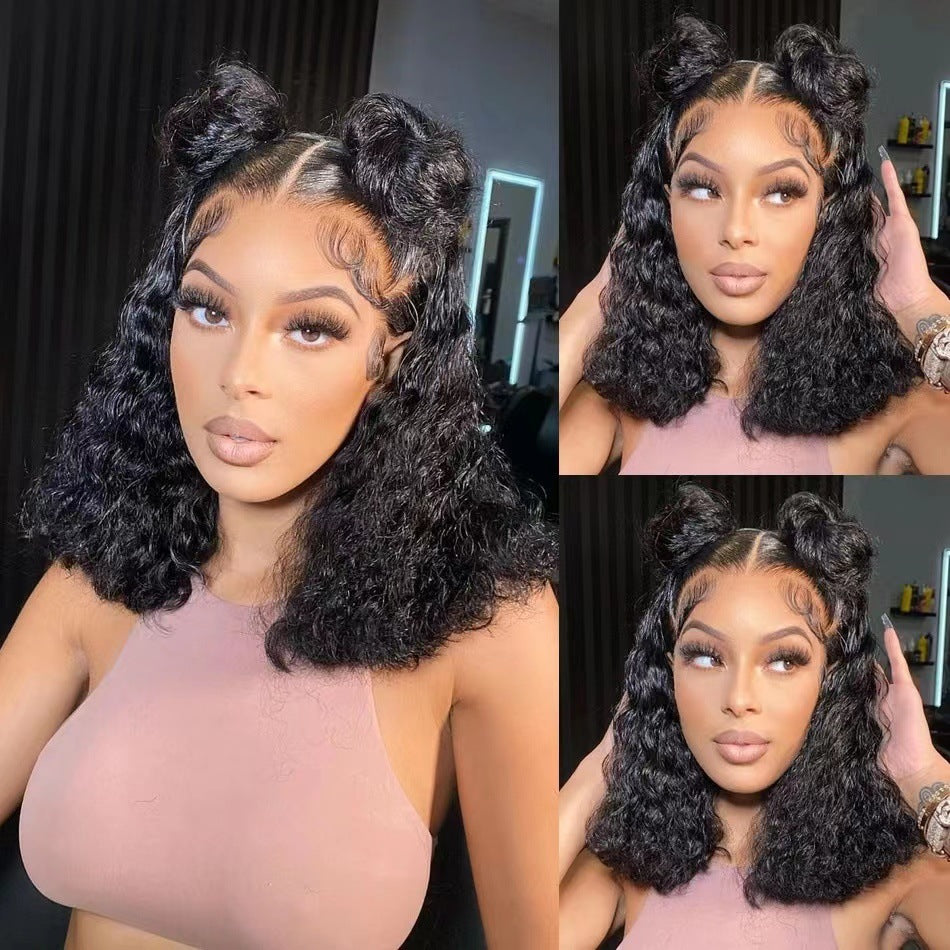Lace Medium African Small Volume Afro Wig Short Curly Hair