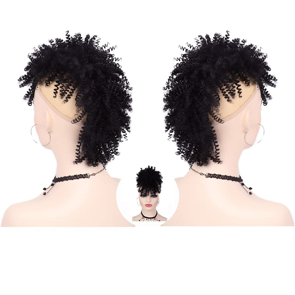 African Small Curly Short Hair Bag Wig Ponytail