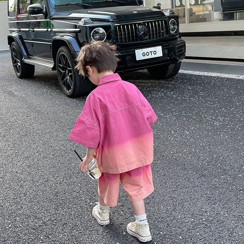 Children's Denim Summer Wear Short-sleeved Shorts Two-piece Children's Suit