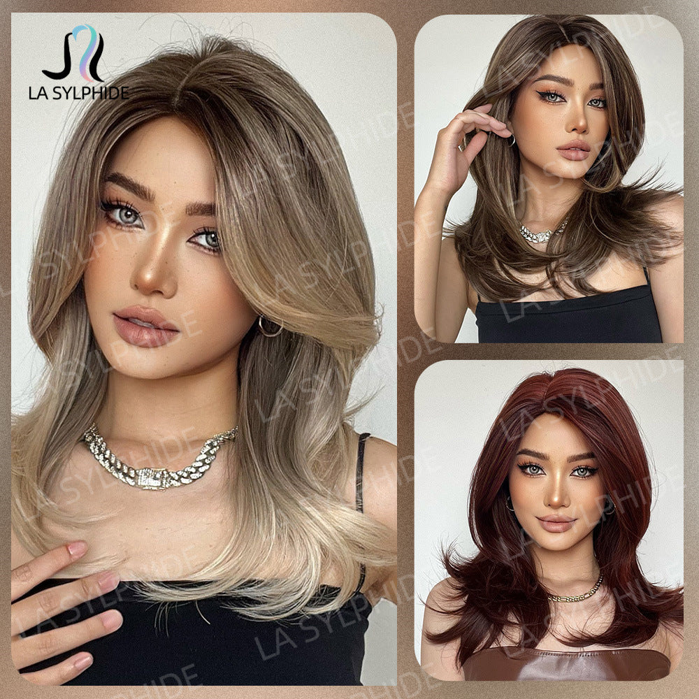 Platinum Gradient Color Chemical Fiber Soft Long Straight Wig
