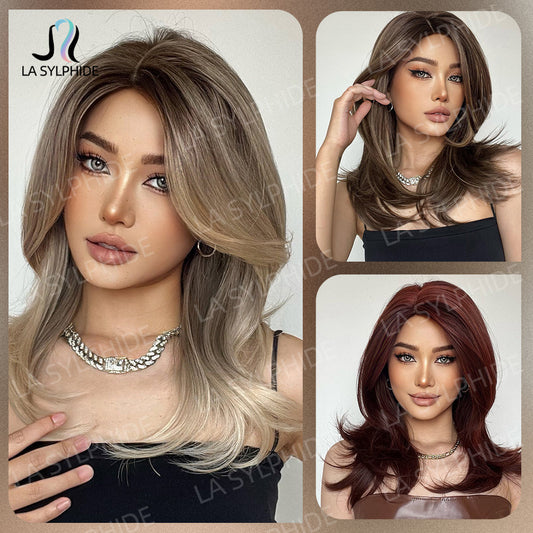 Platinum Gradient Color Chemical Fiber Soft Long Straight Wig
