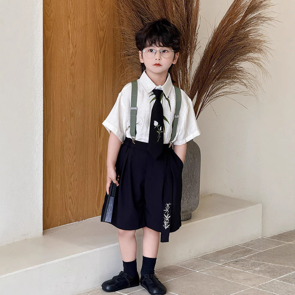 Children's Set Summer Fashion Preppy Style Suit Dress Children's Pants
