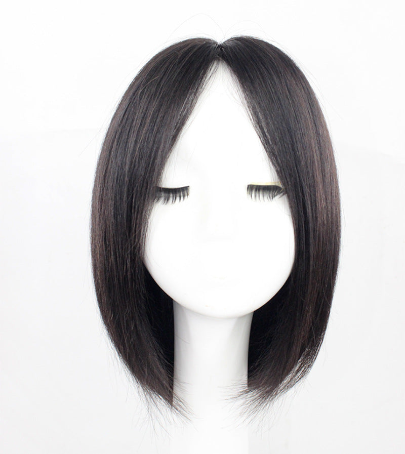 Women's Straight Set Front Lace Imitation Delivery Needle French Bangs Real Hair Wig