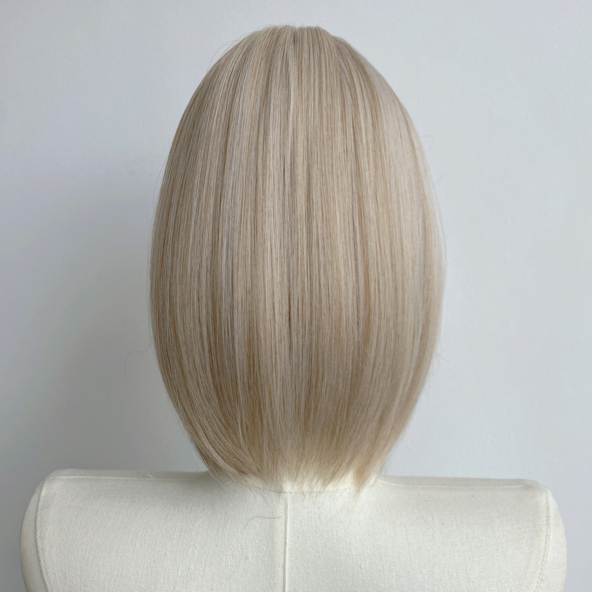 Female Bangs White Gold Color Head Wig Short Straight Hair