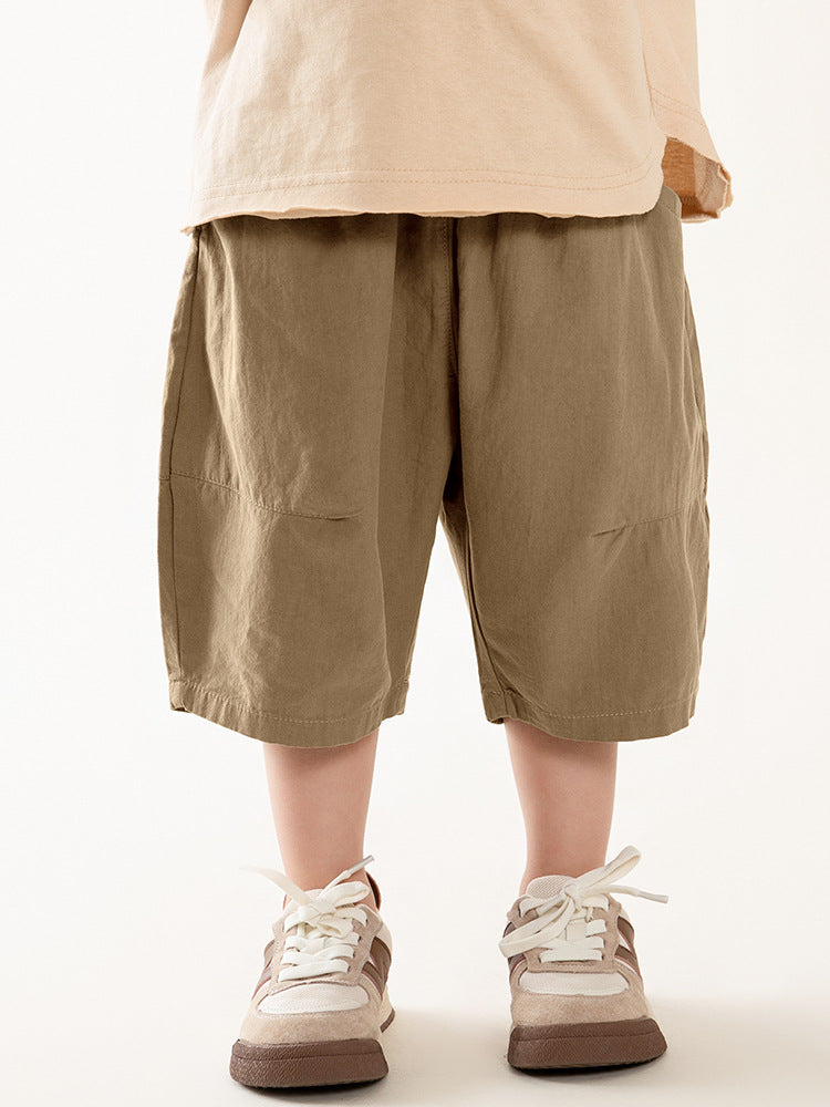 Children's Clothing Boy's Cropped Trousers Summer Korean Solid Color Thin Children's Pants