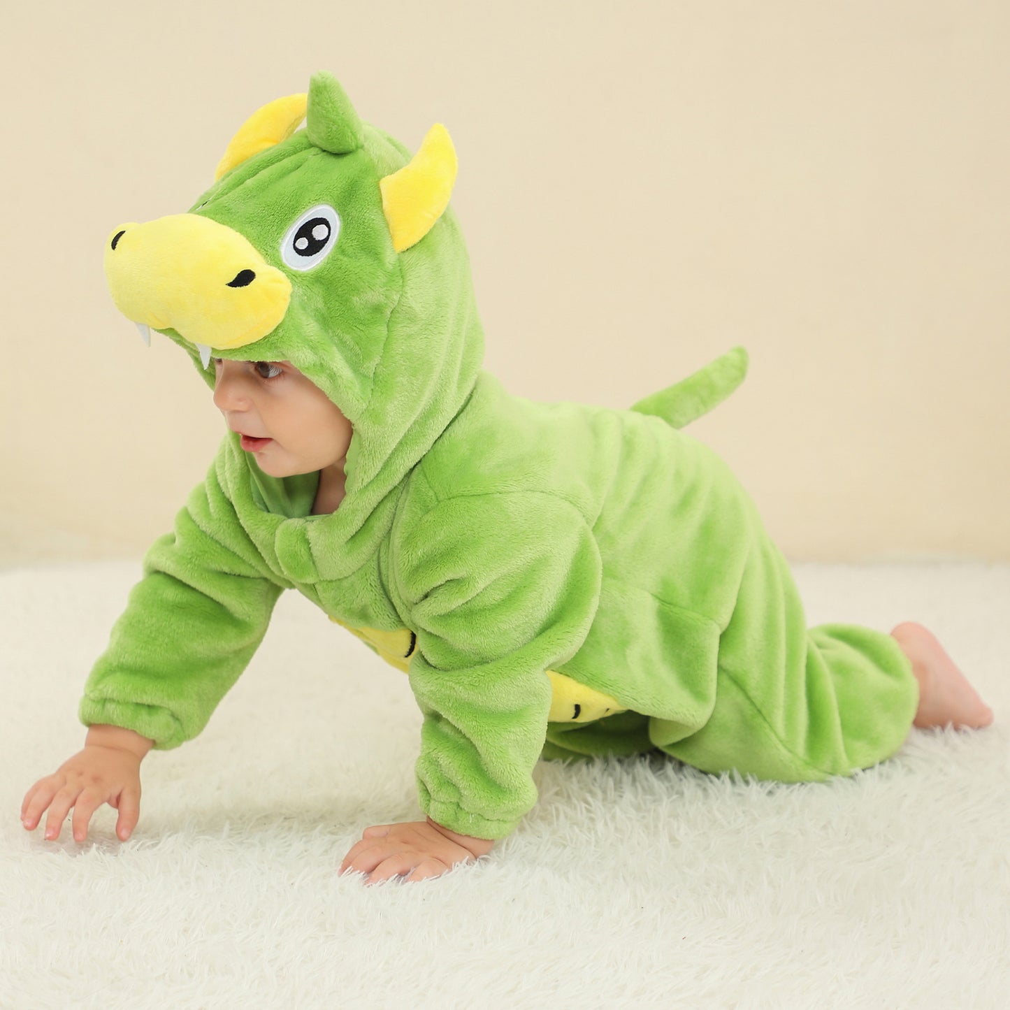 Flannel Animal Jumpsuit Going Out Clothes Cartoon Hooded Jumpsuit, Climbing Suit