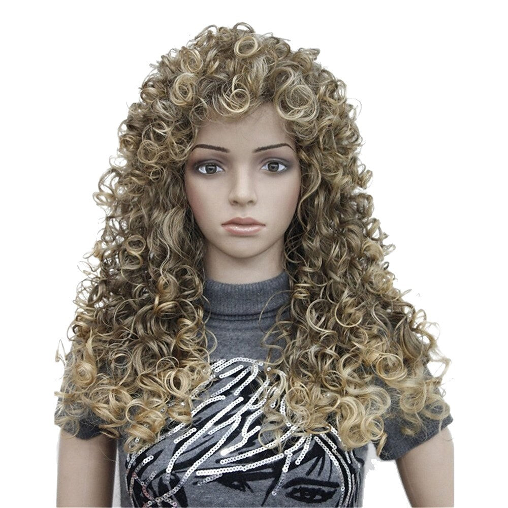 Women's African Wigs With Small Curly Hair Head Wig Long Curls
